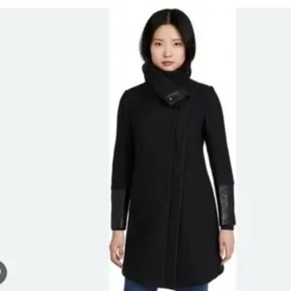 Club Monaco 100% Wool Black Coat  Women's Size XS TP Button Up High Neck